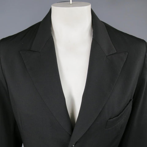 Y's by YOHJI YAMAMOTO 42 Black Wool Peek Lapel Sport Coat