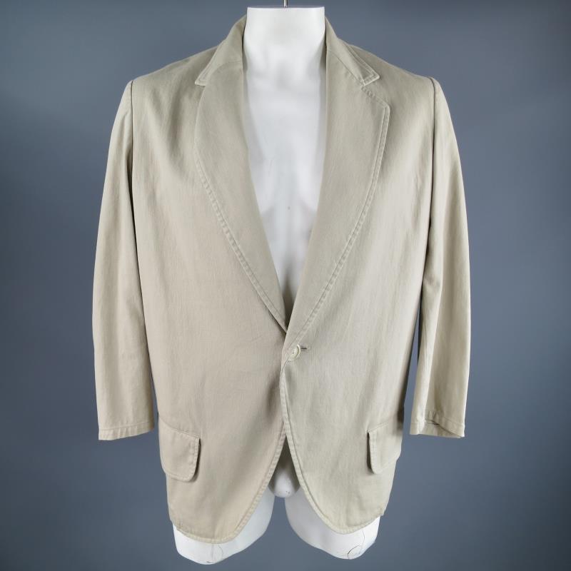 Y's by YOHJI YAMAMOTO Large / JP 3  Long Khaki Cotton Sport Coat
