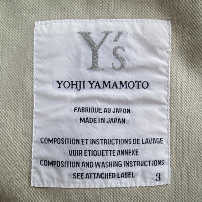Y's by YOHJI YAMAMOTO Large / JP 3  Long Khaki Cotton Sport Coat