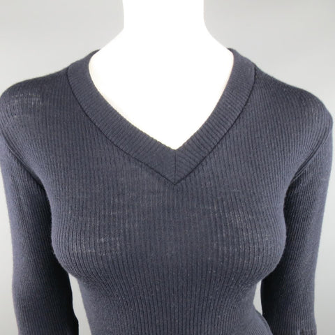 Y's by YOHJI YAMAMOTO Taille M Pull à manches longues en laine côtelée marine