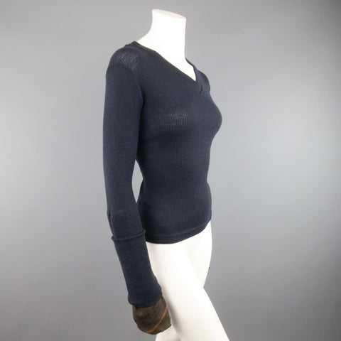 Y's by YOHJI YAMAMOTO Taille M Pull à manches longues en laine côtelée marine