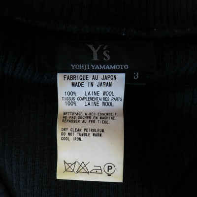 Y's by YOHJI YAMAMOTO Size M Navy Ribbed Wool Extended Plaid Sleeve Pullover