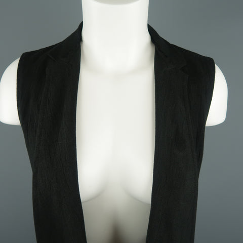 Y's by YOHJI YAMAMOTO Size S Black Linen Shawl Collar Vest
