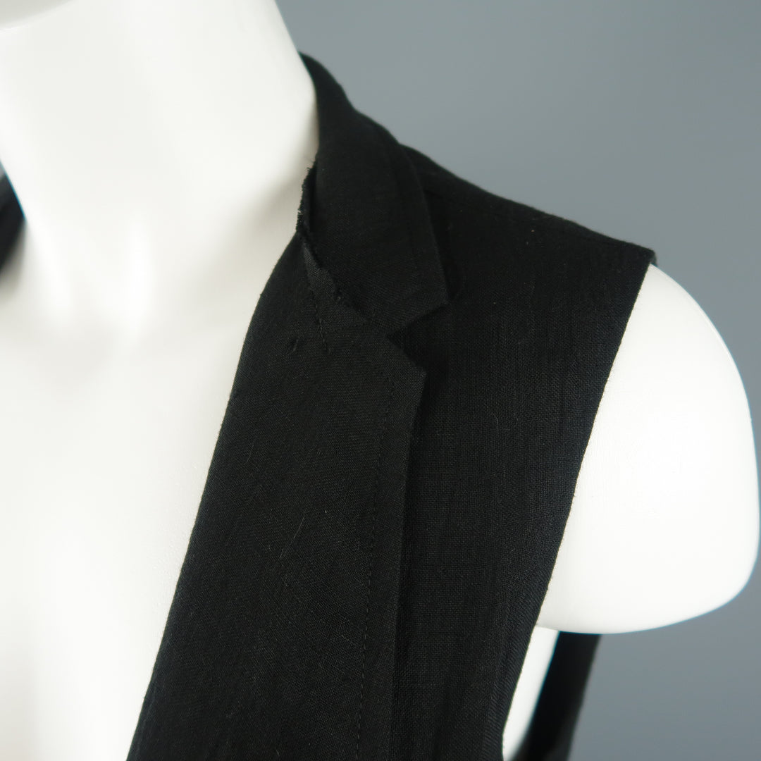 Y's by YOHJI YAMAMOTO Size S Black Linen Shawl Collar Vest
