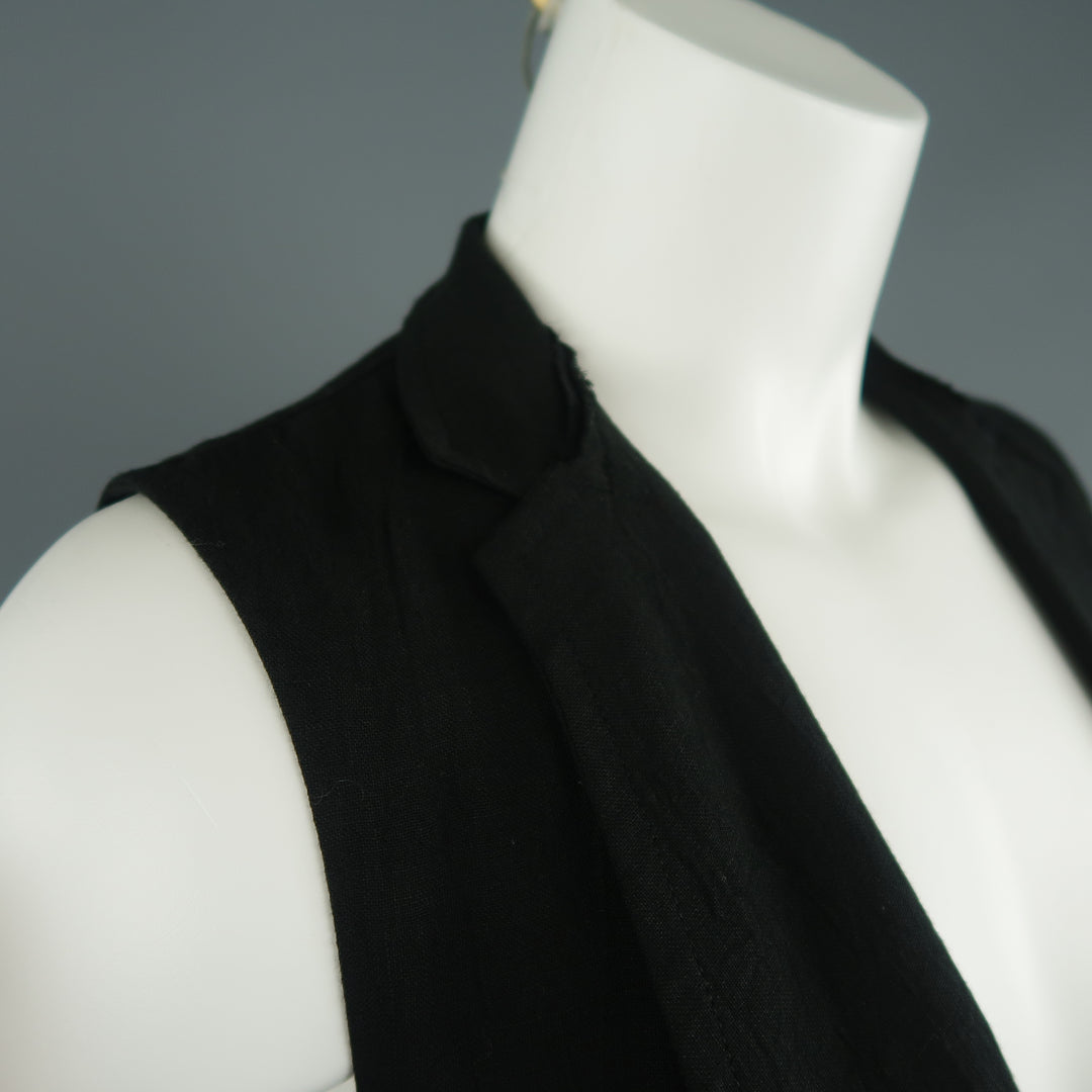 Y's by YOHJI YAMAMOTO Size S Black Linen Shawl Collar Vest