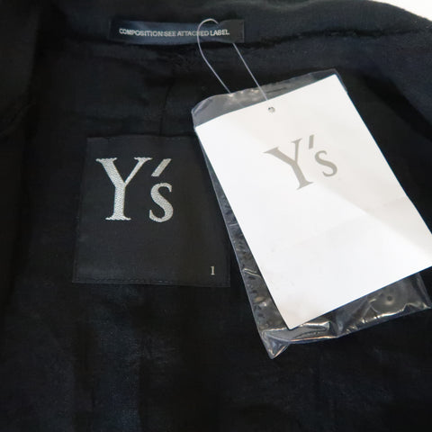 Y's by YOHJI YAMAMOTO Size S Black Linen Shawl Collar Vest