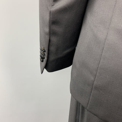 Z ZEGNA Size 44 Black Cotton / Rayon Notch Lapel Suit