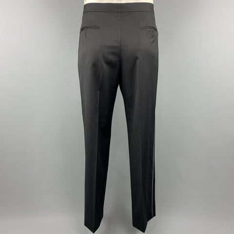 Z ZEGNA Size 44 Black Cotton / Rayon Notch Lapel Suit