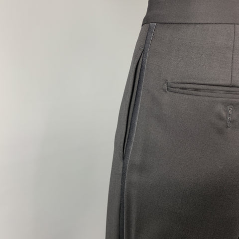 Z ZEGNA Size 44 Black Cotton / Rayon Notch Lapel Suit