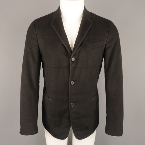 Z ZEGNA US 38 Black Quilted Silk Notch Lapel  Patch Pocket Sport Coat