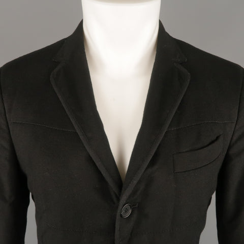 Z ZEGNA US 38 Black Quilted Silk Notch Lapel  Patch Pocket Sport Coat