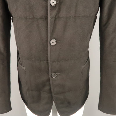 Z ZEGNA US 38 Black Quilted Silk Notch Lapel  Patch Pocket Sport Coat