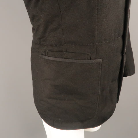 Z ZEGNA US 38 Black Quilted Silk Notch Lapel  Patch Pocket Sport Coat