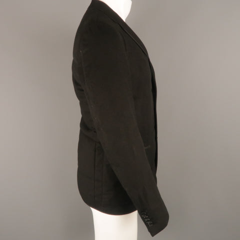 Z ZEGNA US 38 Black Quilted Silk Notch Lapel  Patch Pocket Sport Coat