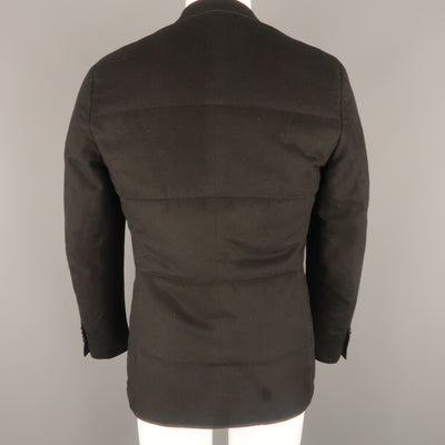 Z ZEGNA US 38 Black Quilted Silk Notch Lapel  Patch Pocket Sport Coat