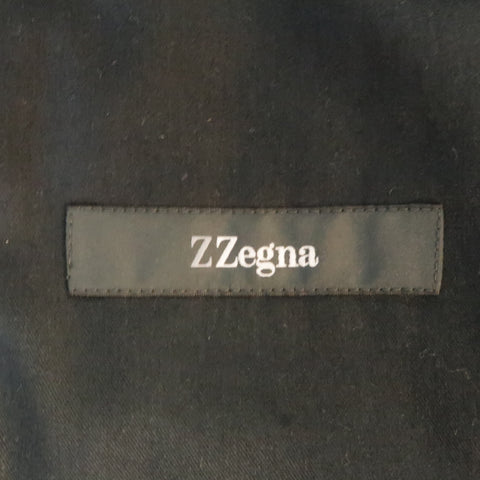 Z ZEGNA US 38 Black Quilted Silk Notch Lapel  Patch Pocket Sport Coat