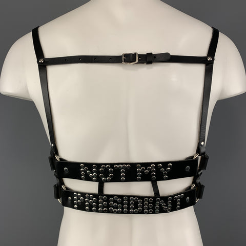 ZANA BAYNE Size S Black Leather Studded "NOT MY PRESIDENT" Harness
