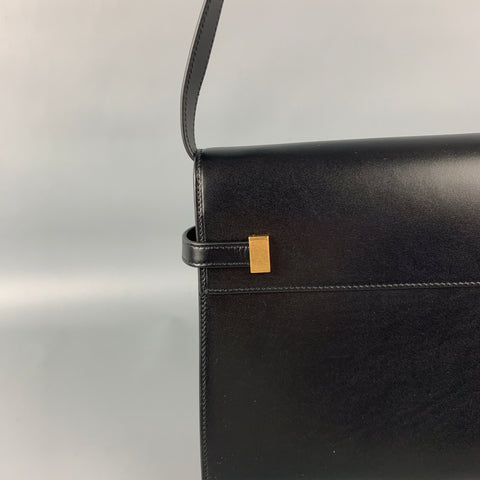 SAINT LAURENT Black Leather Shoulder Box Manhattan Handbag
