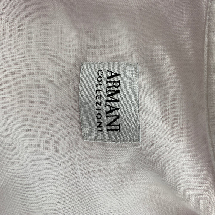 ARMANI COLLEZIONI Size L White Linen Button Up Long Sleeve Shirt