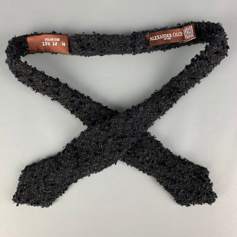 ALEXANDER OLCH Black Textured Cotton / Wool Bow Tie