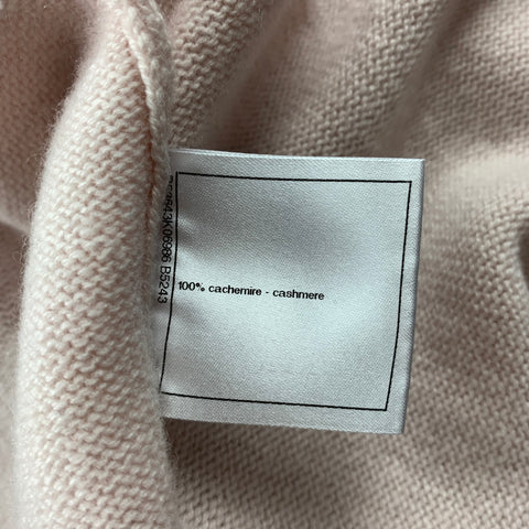 CHANEL Size 10 Pink Knitted Blue Trim Cashmere Cardigan