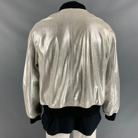 3.1 PHILLIP LIM Taille L Blouson Bomber Matières Mixtes Noir Argenté