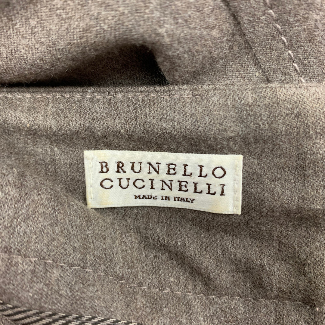 BRUNELLO CUCINELLI Size 8 Brown Wool Blend Heather Pencil Skirt