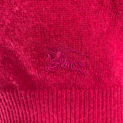 BURBERRY BRIT Size S Red Raspberry Knitted Cashmere Elbow Patches Pullover
