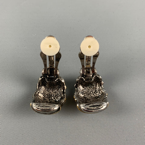 VINTAGE Silver Gold Metal Clip-On Earrings