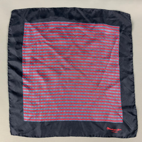 TURNBULL & ASSER Navy Red Rhombus Silk Pocket Square