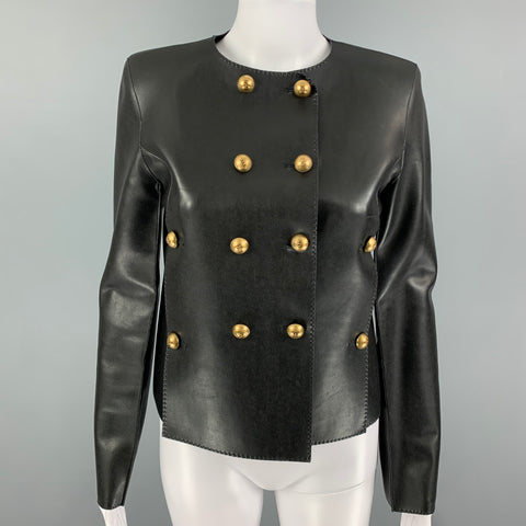 ERMANNO SCERVINO Size 2 Black Polyamide Faux Leather Jacket