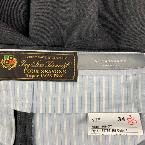 NEIMAN MARCUS Taille 34 Pantalon habillé en laine grise à devant plat
