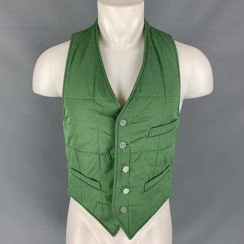 BAND OF OUTSIDERS Chaleco abotonado de mezcla de poliéster acolchado verde talla M