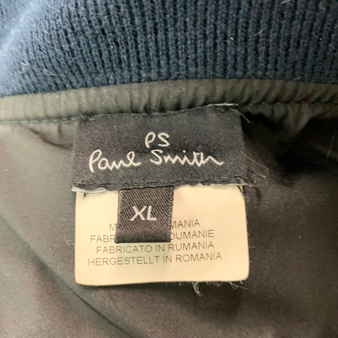 PAUL SMITH Size XL Navy Quilted Nylon Zip Up Vest