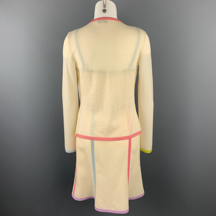 MOSCHINO Size 6 Cream Jersey Virgin Wool 3 Piece Skirt Set