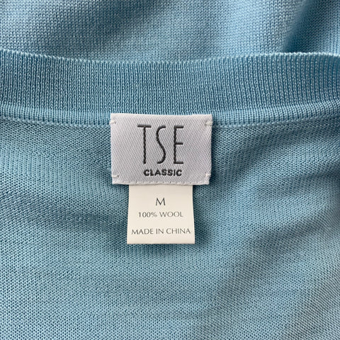 TSE Size M Light Blue Knitted Wool Buttoned Cardigan