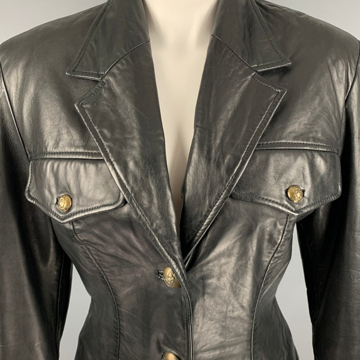 NORTH BEACH LEATHER Size 6 Black Leather Single Breasted Jacket