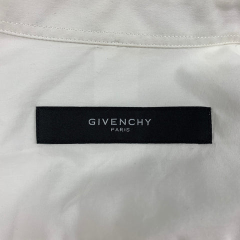 GIVENCHY Size M White Black Print Cotton Hidden Placket Long Sleeve Shirt