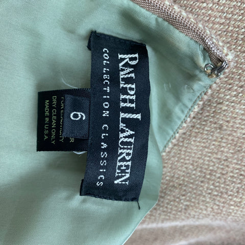 RALPH LAUREN Black Label Taille 6 Robe sans manches tissée en mélange de laine beige