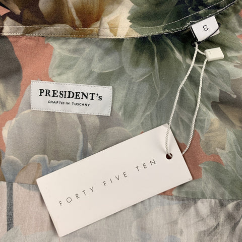 PRESIDENT's Size S Rose & Olive Floral Cotton Button Up Short Sleeve Shirt