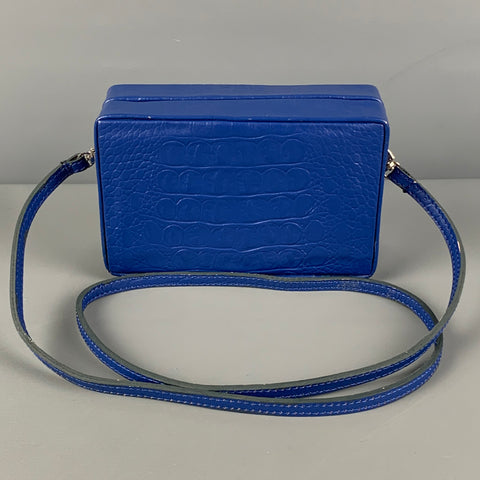 GERALEH MIZRAHI Blue White Leather Clutch Handbag