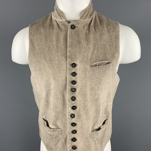 JOHN VARVATOS Size S Bone Distressed Cotton Notch Lapel  Vest