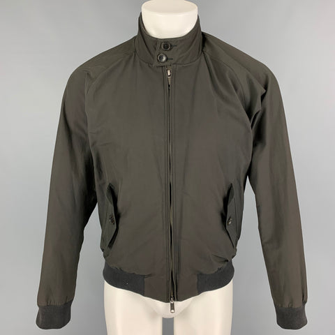 BARACUTA Talla 40 Chaqueta con cremallera de poliéster y algodón verde oliva