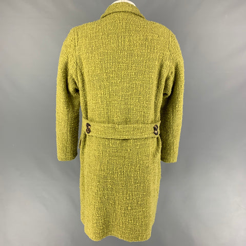 PAUL SMITH Taille M Manteau à revers cranté en laine texturée verte en polyamide
