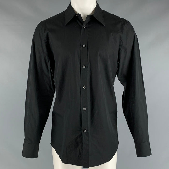 ALEXANDER MCQUEEN Size M Black Lace Cotton Button Up Long Sleeve Shirt