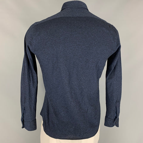 XACUS Size L Navy & Black Cotton Long Sleeve Shirt