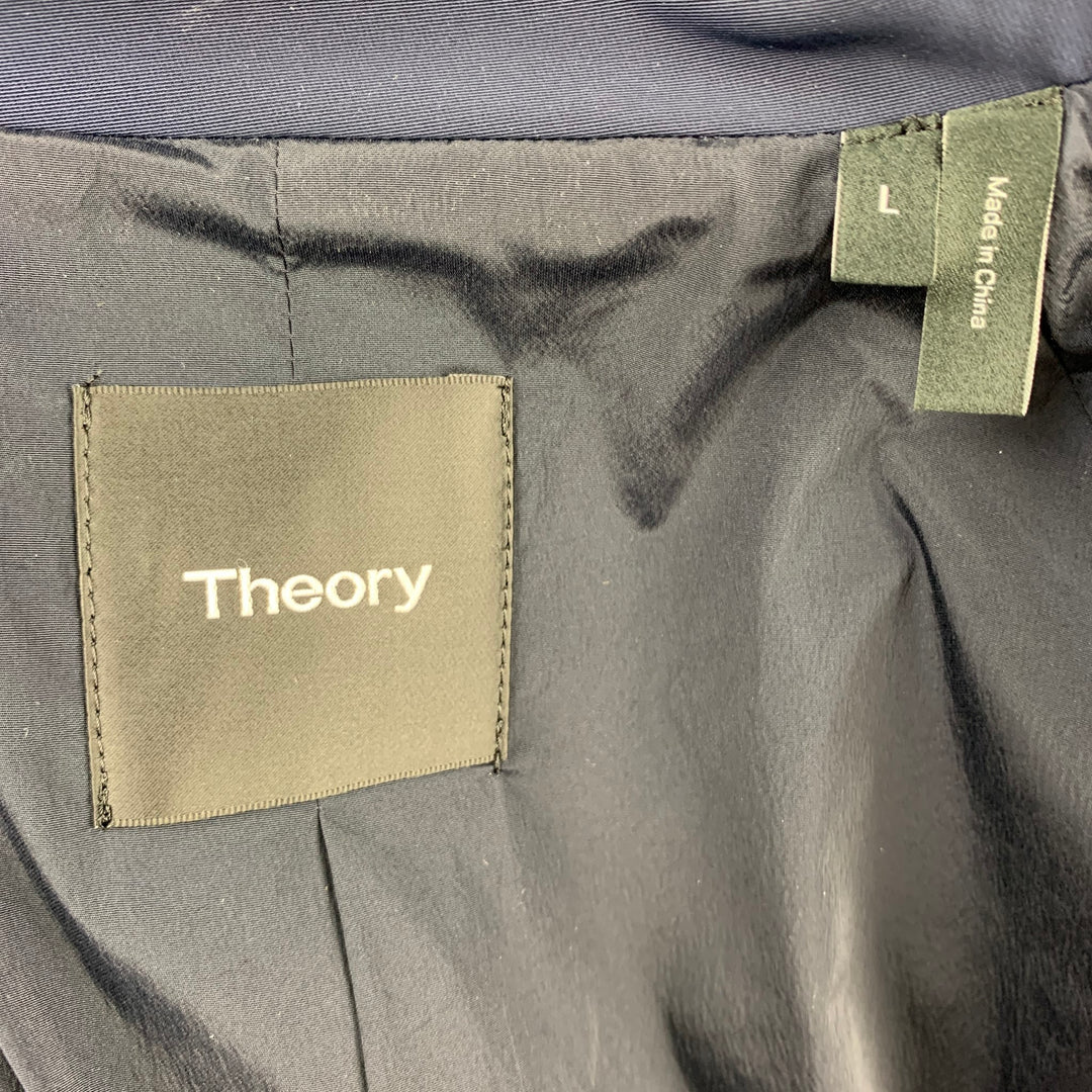 THEORY Size L Navy Polyester Zip Up Coat