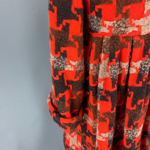 MARC by MARC JACOBS Size XS Orange Brown Wool Blend Tweed A-Line Coat