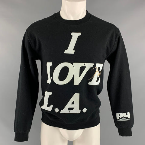 RHUDE Taille XS Sweat-shirt à col rond en coton graphique noir blanc