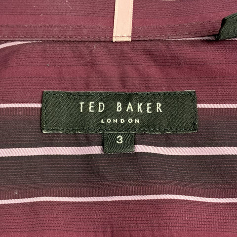 TED BAKER Size M Burgundy Stripe Cotton Spread Collar Button Up Long Sleeve Shirt